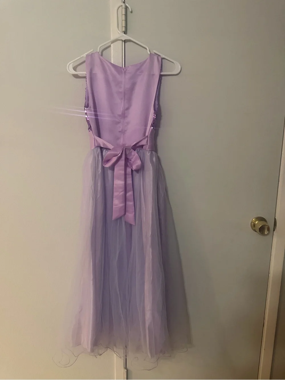 Girls Purple Sequin Tulle Formal Dress